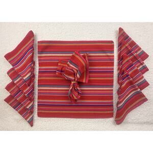 Target Casual Home Cabana Rio Collection Red Stripe Napkins 100% Cotton Set 10